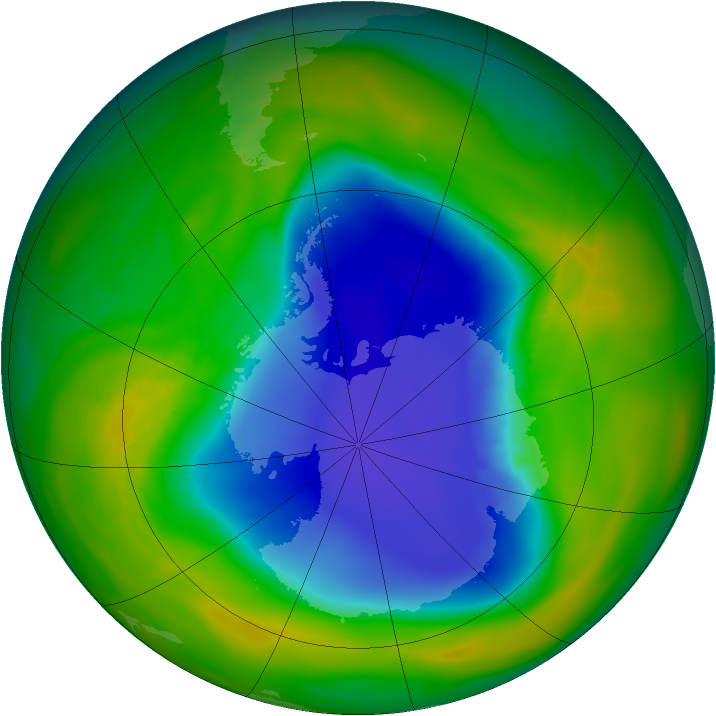 Antarctic ozone map for 11 November 2007
